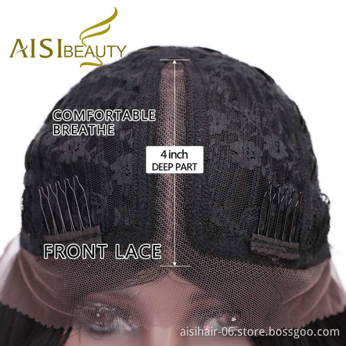 Aisi Beauty Wholesale Vendor 13x4 Long Wavy Natural Black Wig Afro Kinky Curly Synthetic Hair For Black Women Lace Front Wig